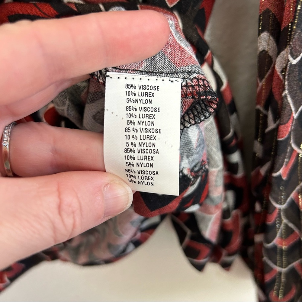 Anthropologie BL^NK London Black Red Sequin Shoulder Metallic Flowy Blouse S NWT - Picture 10 of 14
